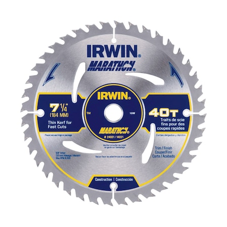 Irwin Irwin Marathon 7-1/4 in. D X 5/8 in. Carbide Circular Saw Blade 40 teeth 1 pk 14031